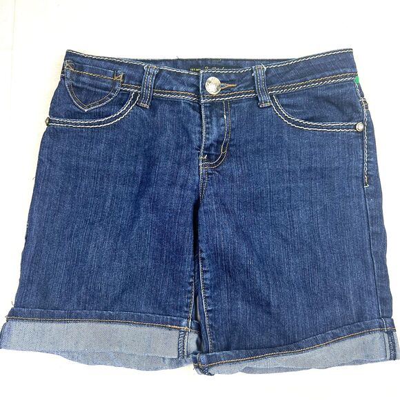 Southpole Womens Bermuda Denim Shorts With Gold Logo, Embroidered Back Pockets - Picture 4 of 14